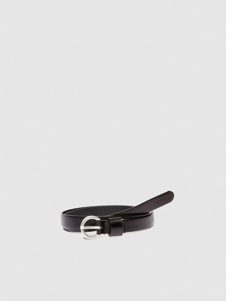 Low-hanging leather belt - women's belts - Black | Sisley image number 1